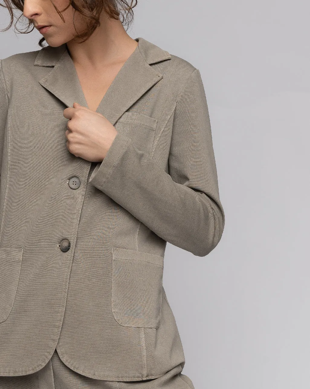 Seamed Stonewashed Two-Button Blazer