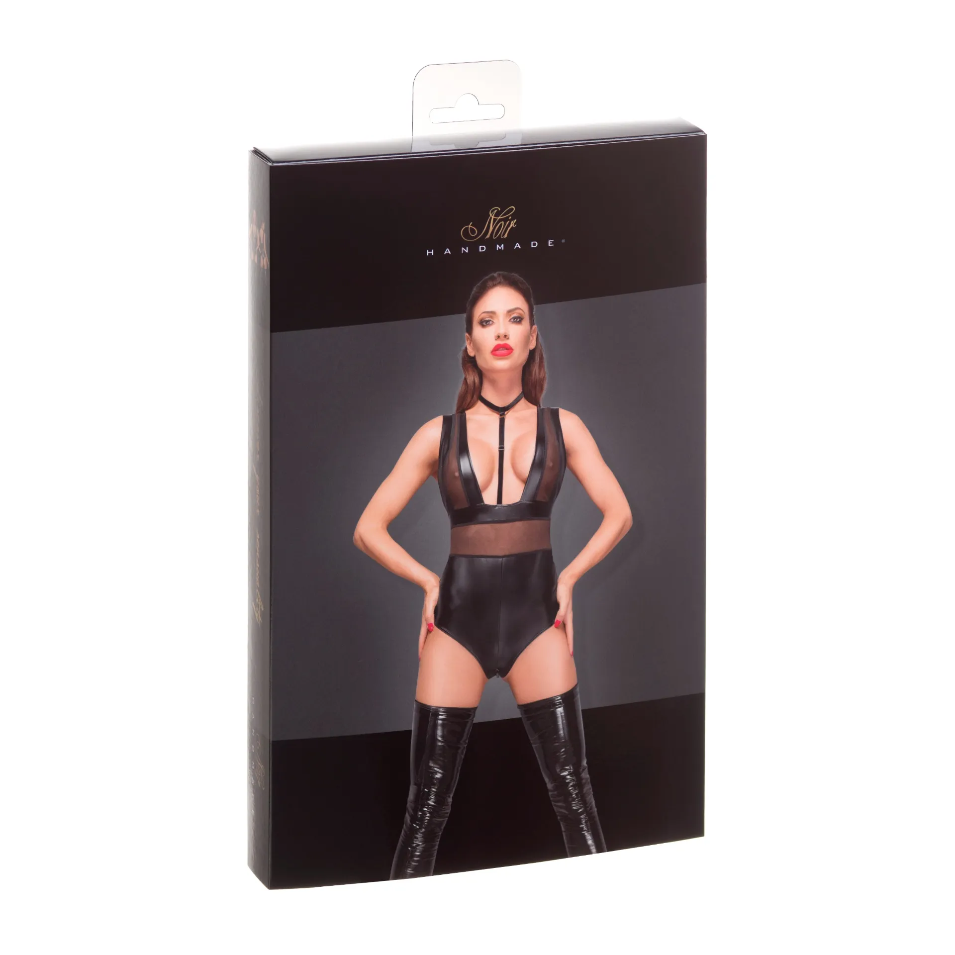 Sexy Sheer Powerwetlook Bodysuit Noir Handmade - Seductive Lingerie