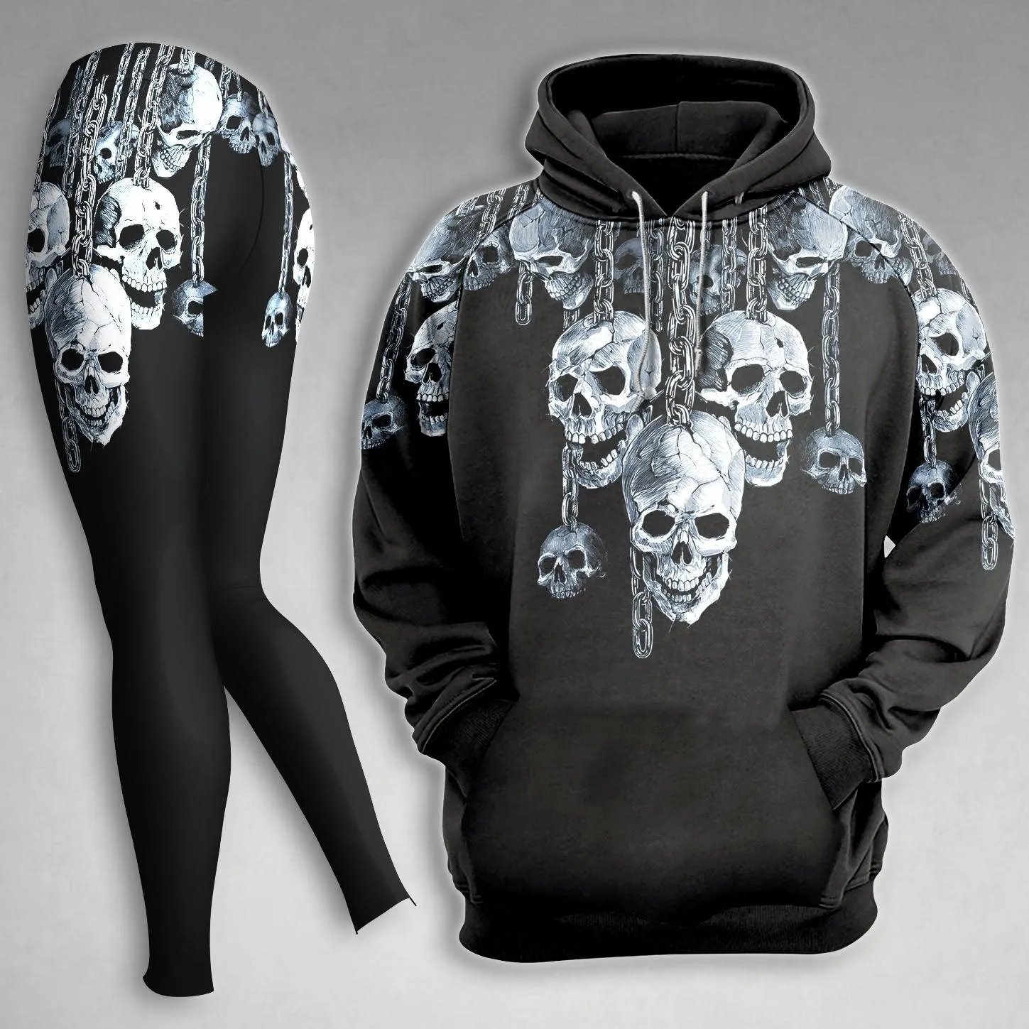 Skull Chain Gothic Combo Hoodie and Leggings