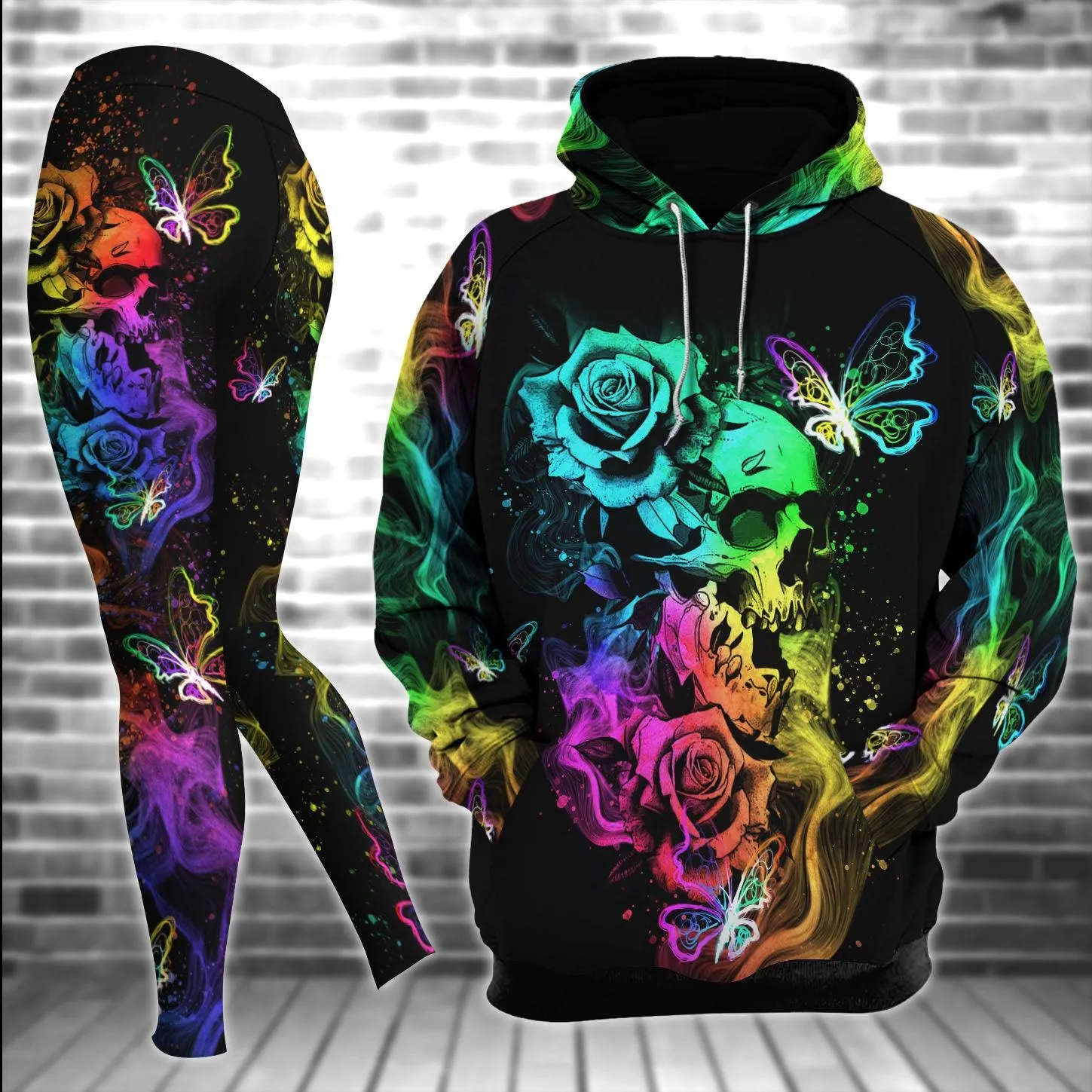 Skull Gothic Artwork Combo Hoodie and Leggings