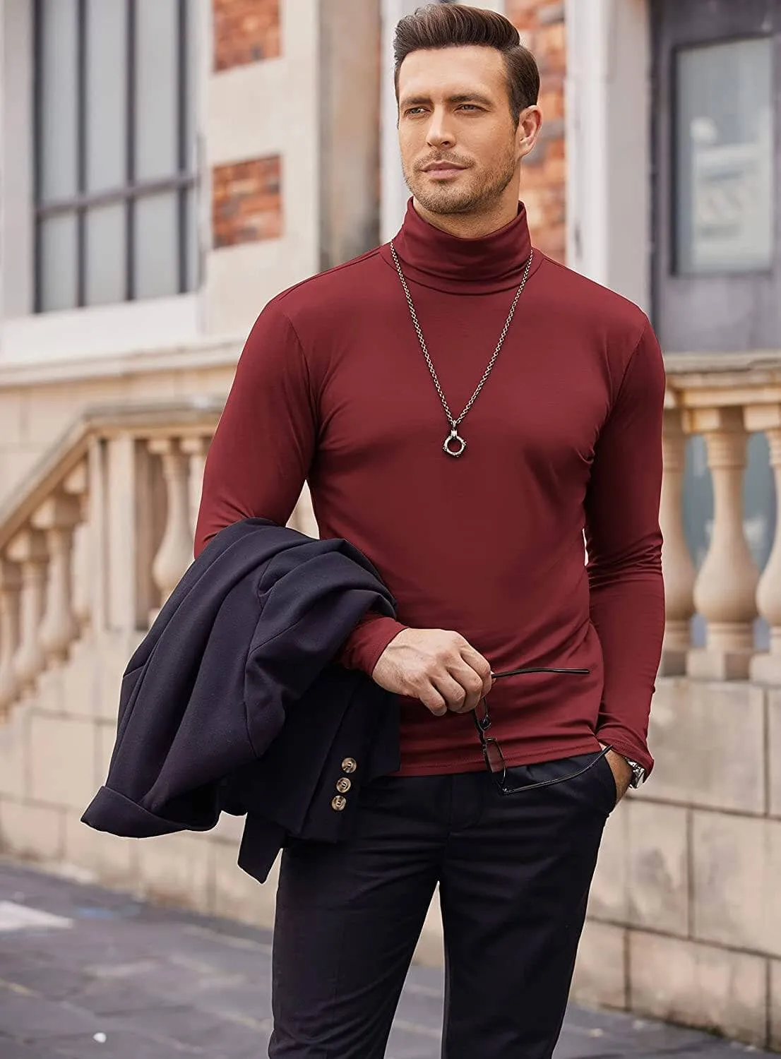 Slim Fit Turtleneck Basic Cotton Sweater (US Only)