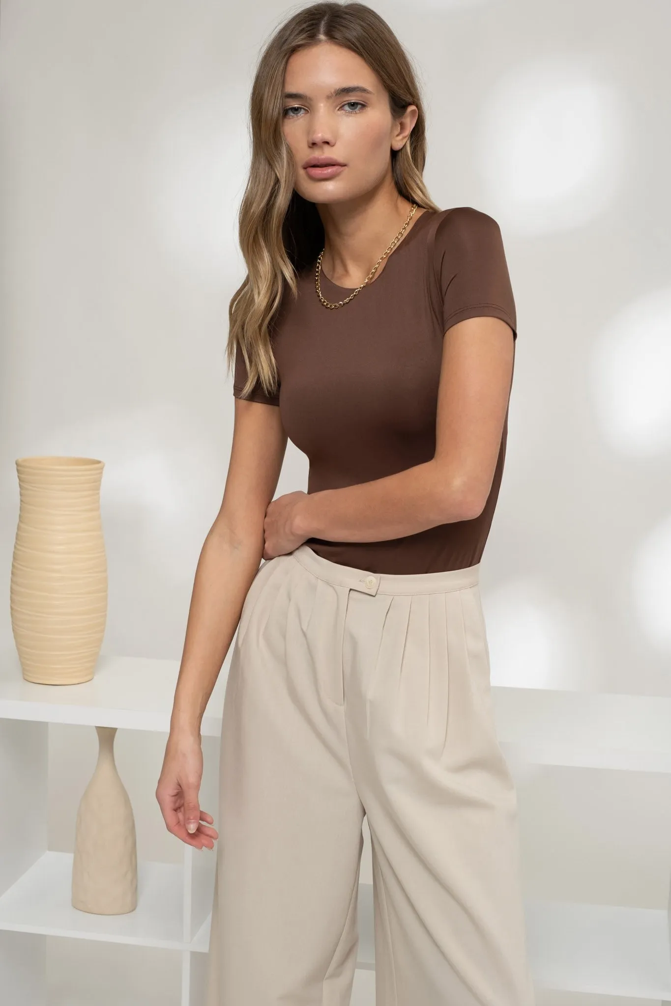 Sophia Round Neck Short Sleeve Bodysuit