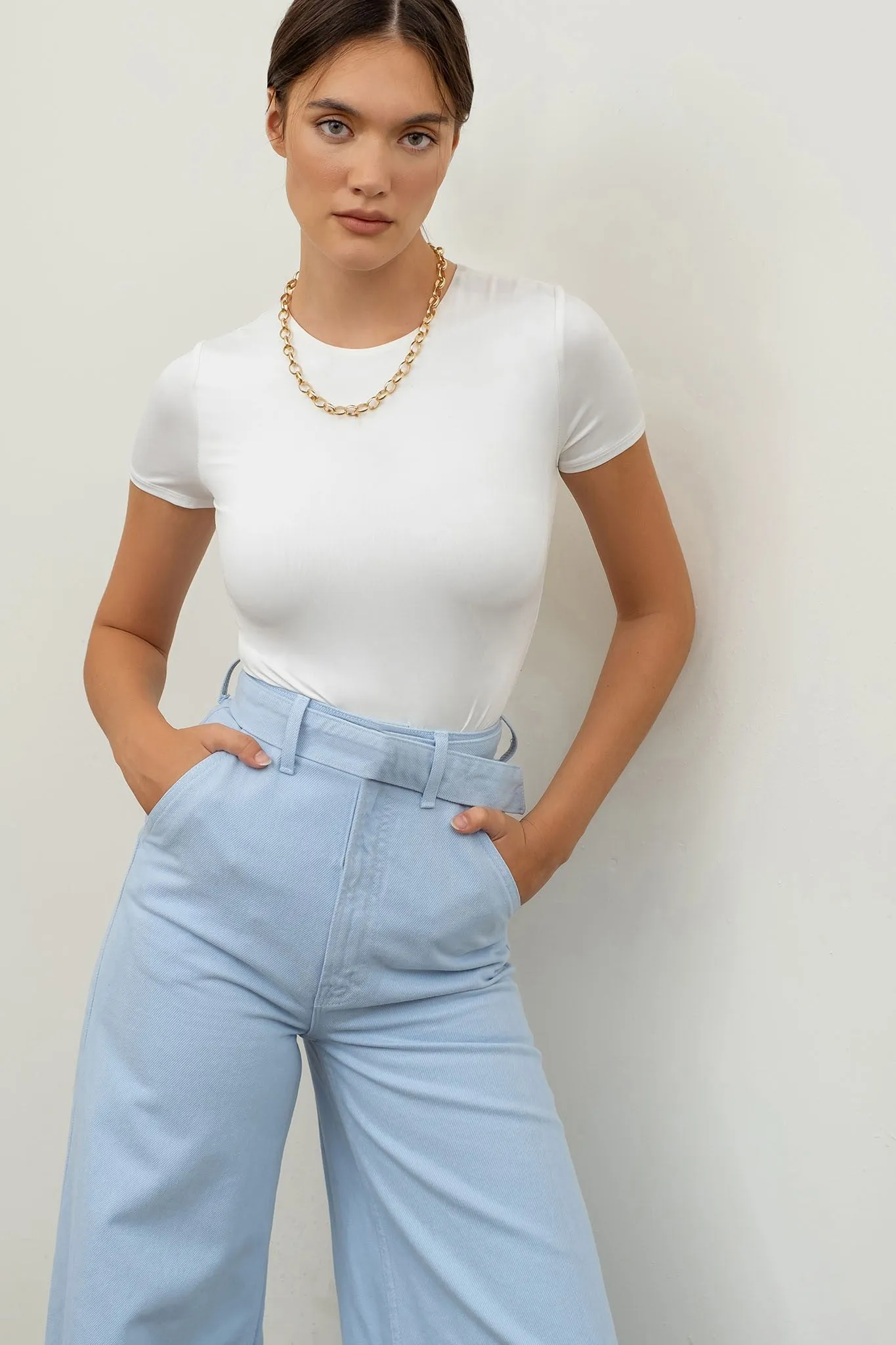 Sophia Round Neck Short Sleeve Bodysuit