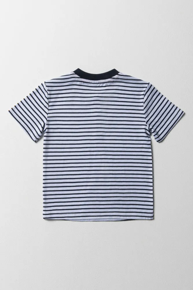 Stripe Henley Short Sleeve T-Shirt Navy