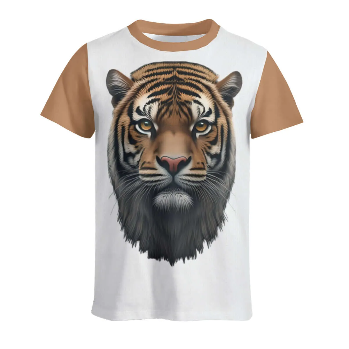 T-Shirt All-Over Print (Mesh Fabric) Polyester: Design Tiger Head and Sidearms