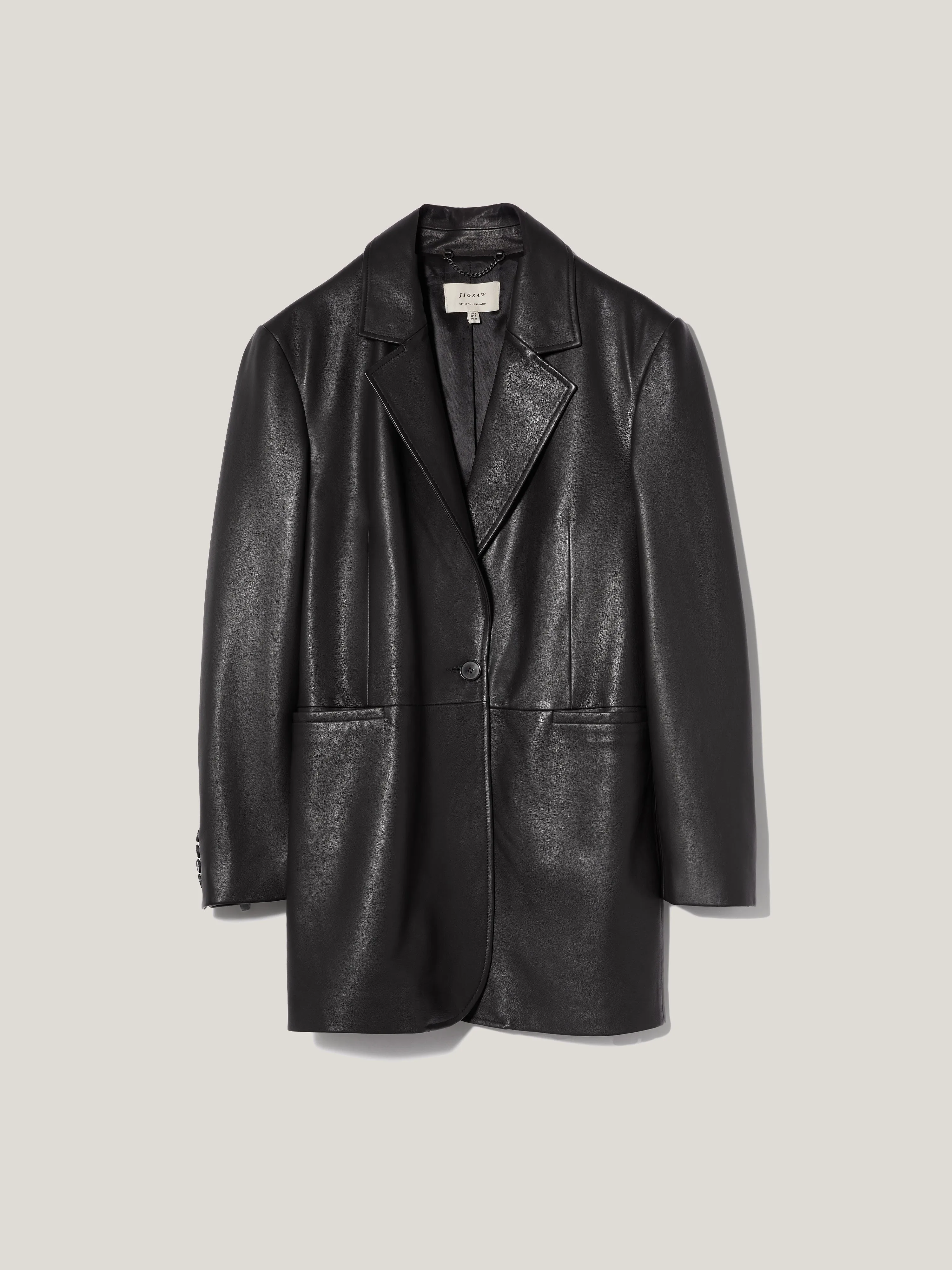 Tailored Leather Blazer | Black