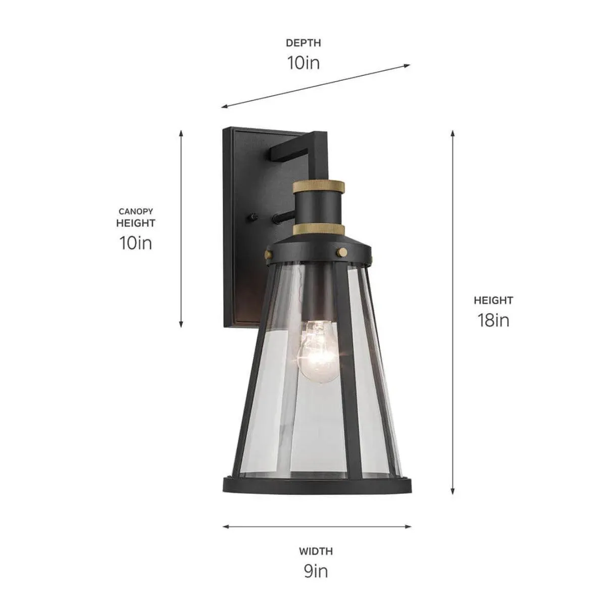 Talman 18 In 1-Light Outdoor Wall Light With Clear Glass, Black Finish