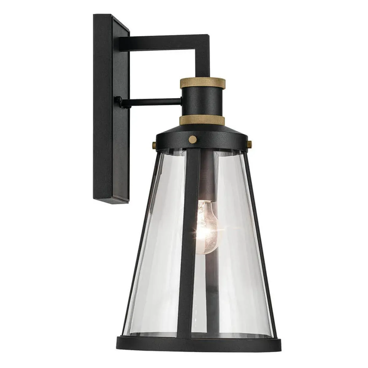 Talman 18 In 1-Light Outdoor Wall Light With Clear Glass, Black Finish