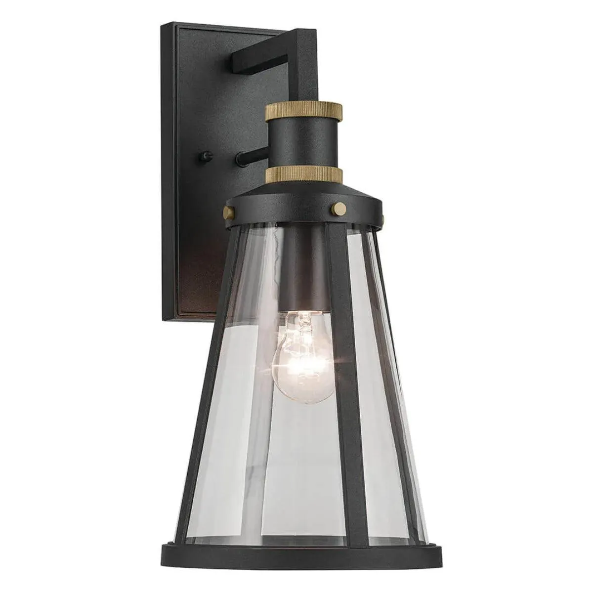 Talman 18 In 1-Light Outdoor Wall Light With Clear Glass, Black Finish