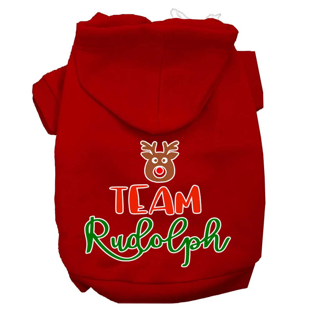 Team Rudolph Screen Print Dog Hoodie Red Xs