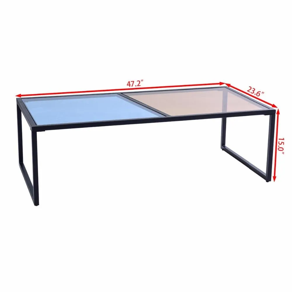 Theo - Rectangle Dual Color Glass Top Coffee Table