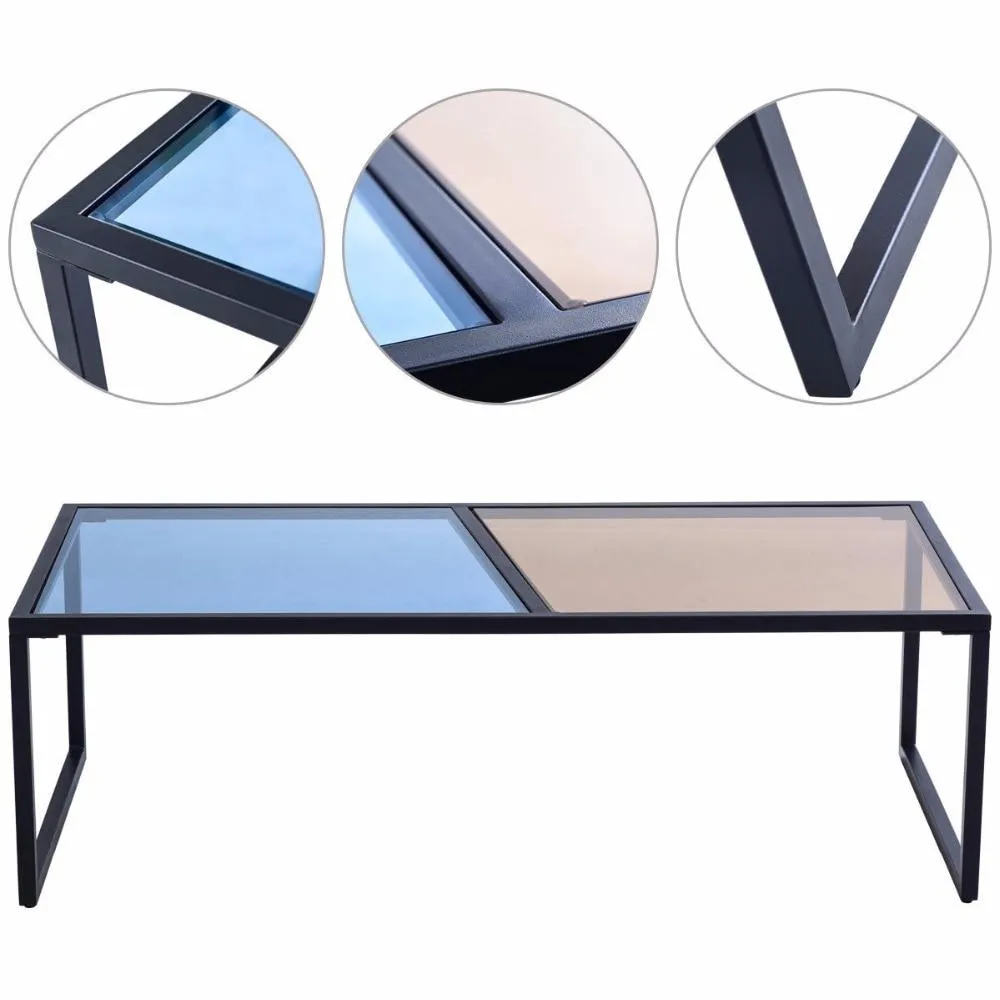 Theo - Rectangle Dual Color Glass Top Coffee Table