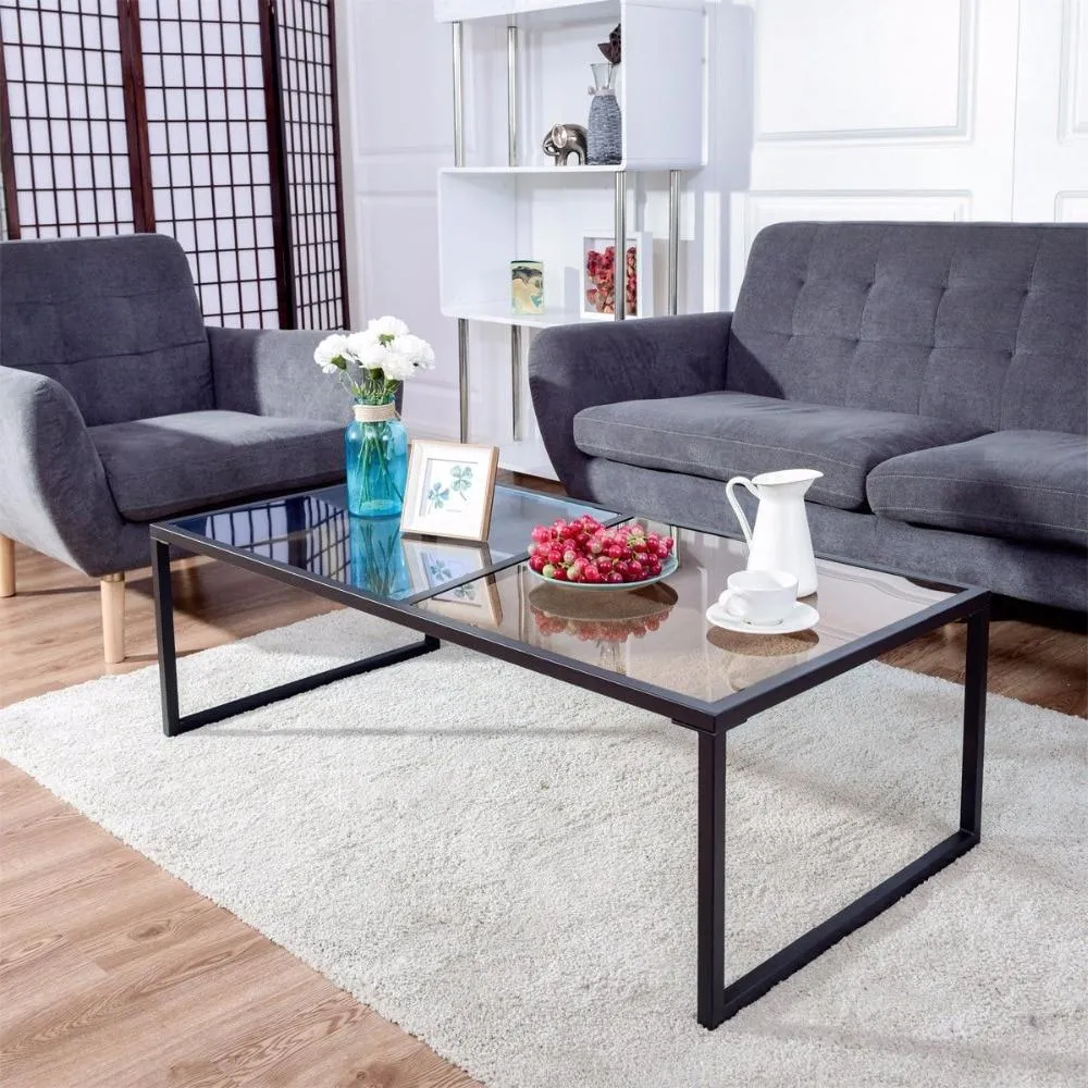 Theo - Rectangle Dual Color Glass Top Coffee Table