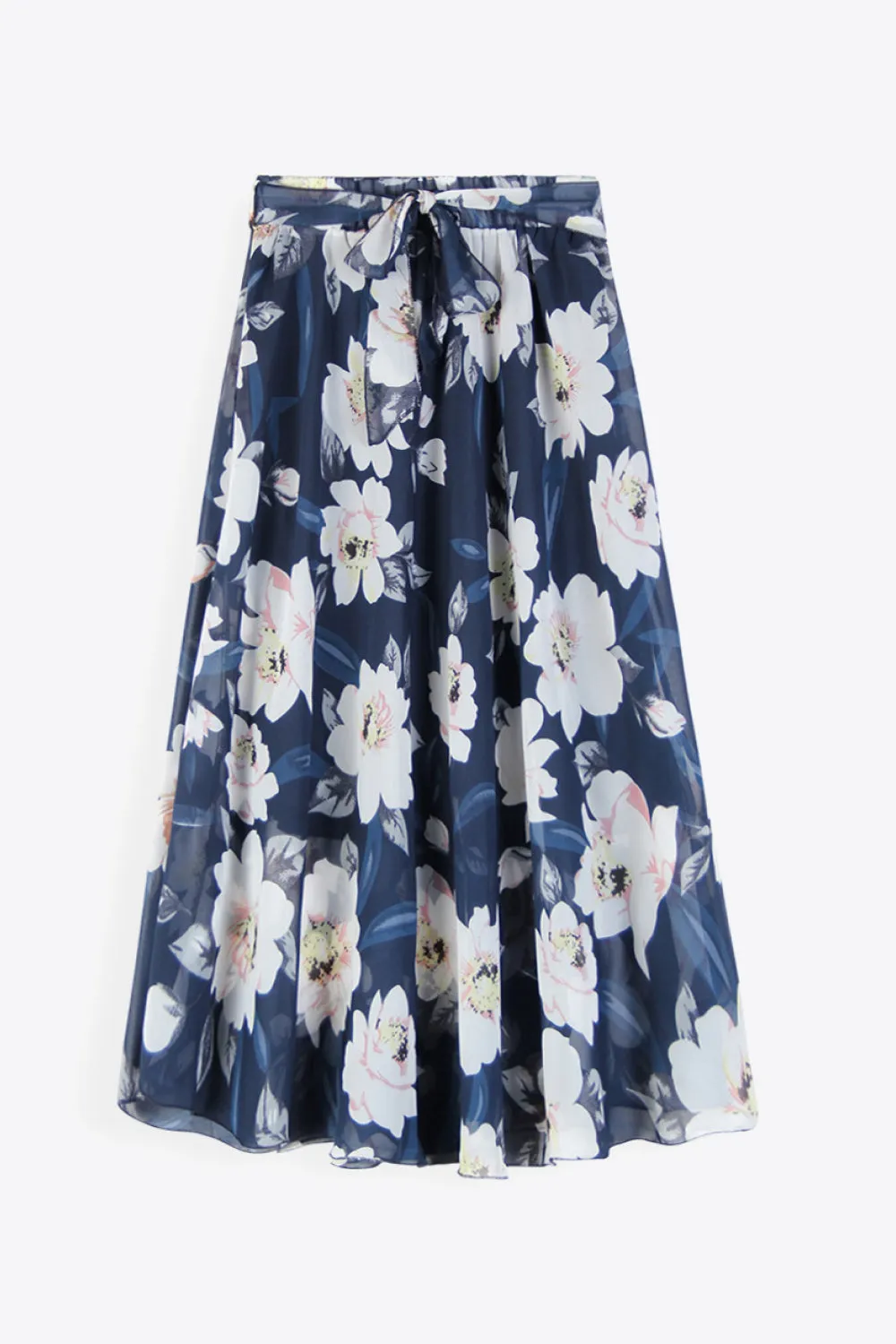 Till The Sun Comes Out Full Size Floral Tie-Waist Skirt