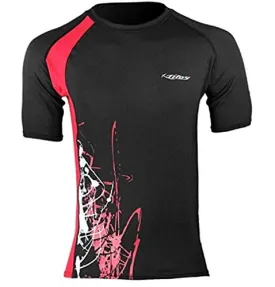 Tilos New Men's 6oz Anti-UV Short Sleeve Rash Guard - Black/Red (X-Large)