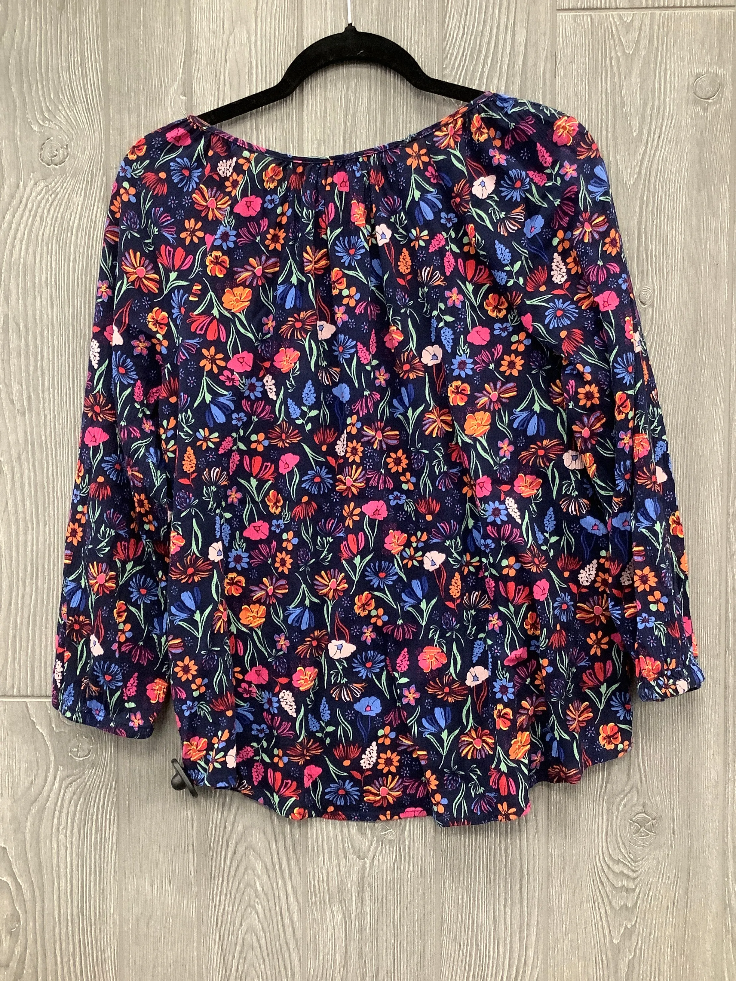 Top Long Sleeve By St Johns Bay In Floral Print, Size: L