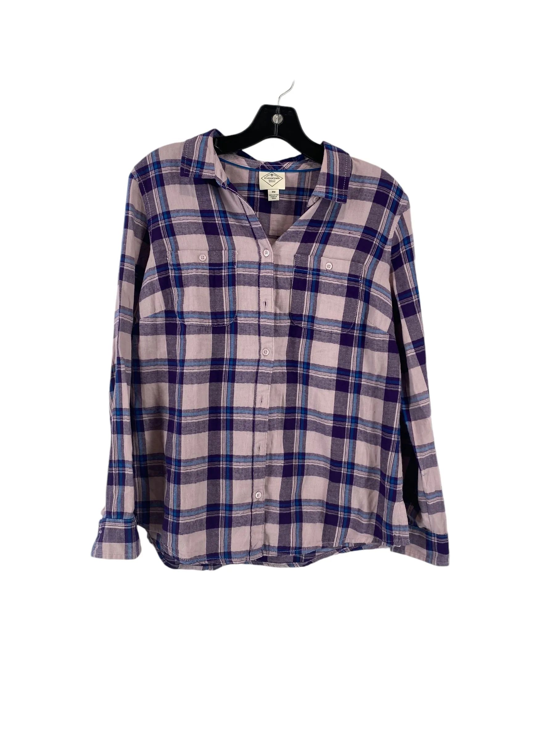 Top Long Sleeve By St Johns Bay In Plaid Pattern, Size: M