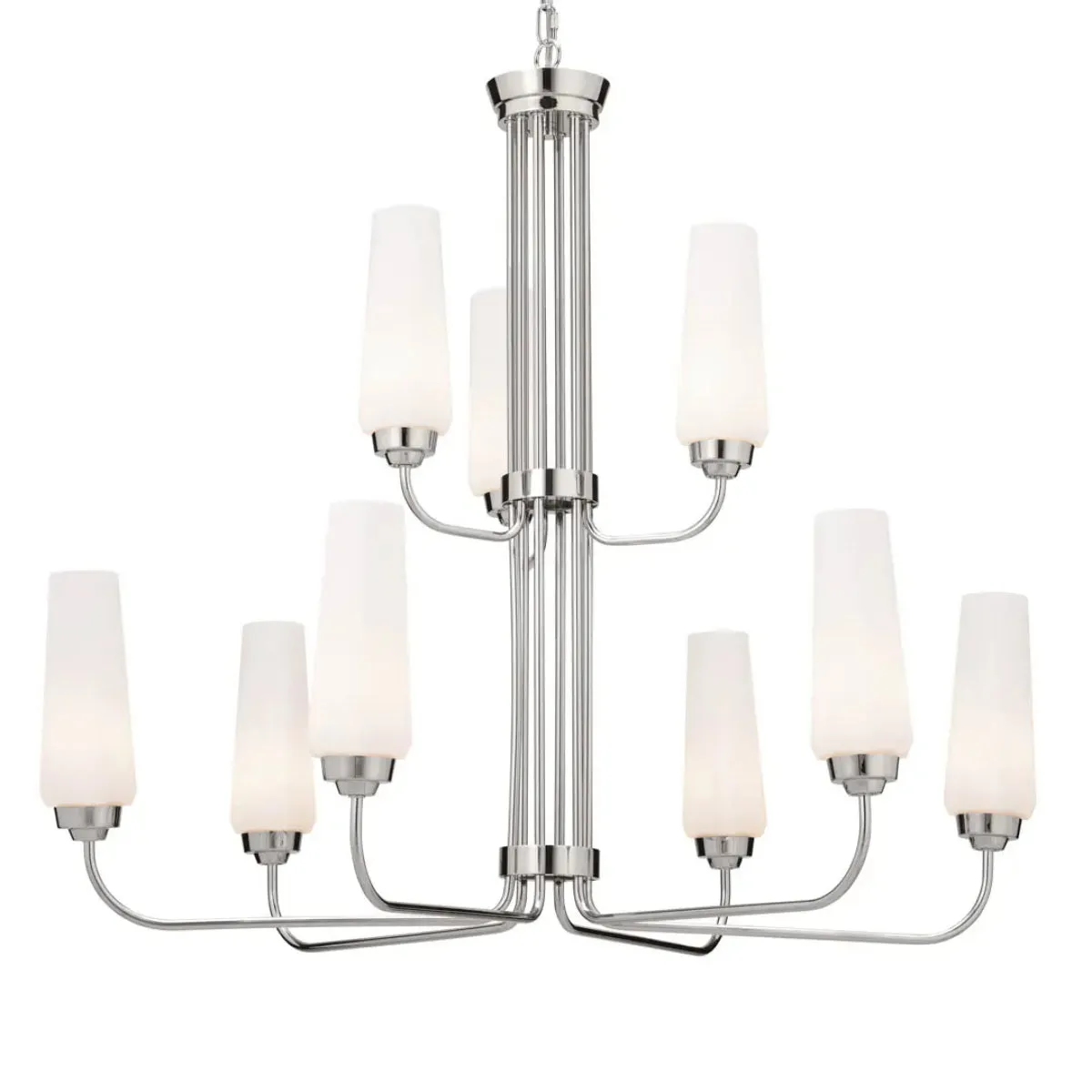 Truby 34" 9-Light Multi-Tier Chandelier, Polished Nickel Finish