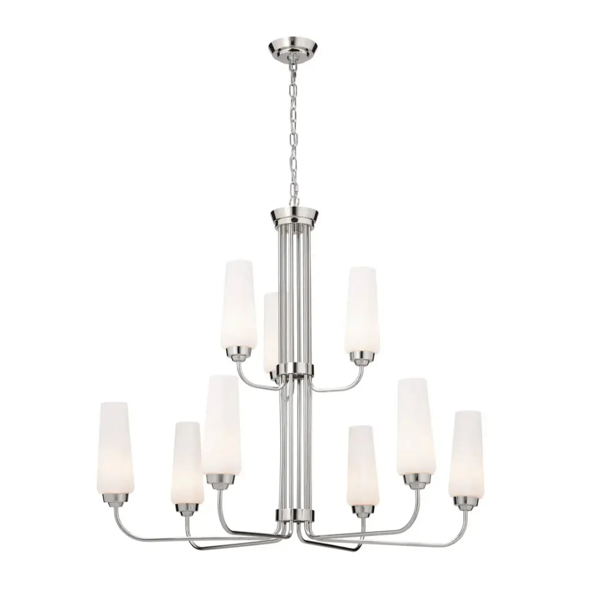 Truby 34" 9-Light Multi-Tier Chandelier, Polished Nickel Finish