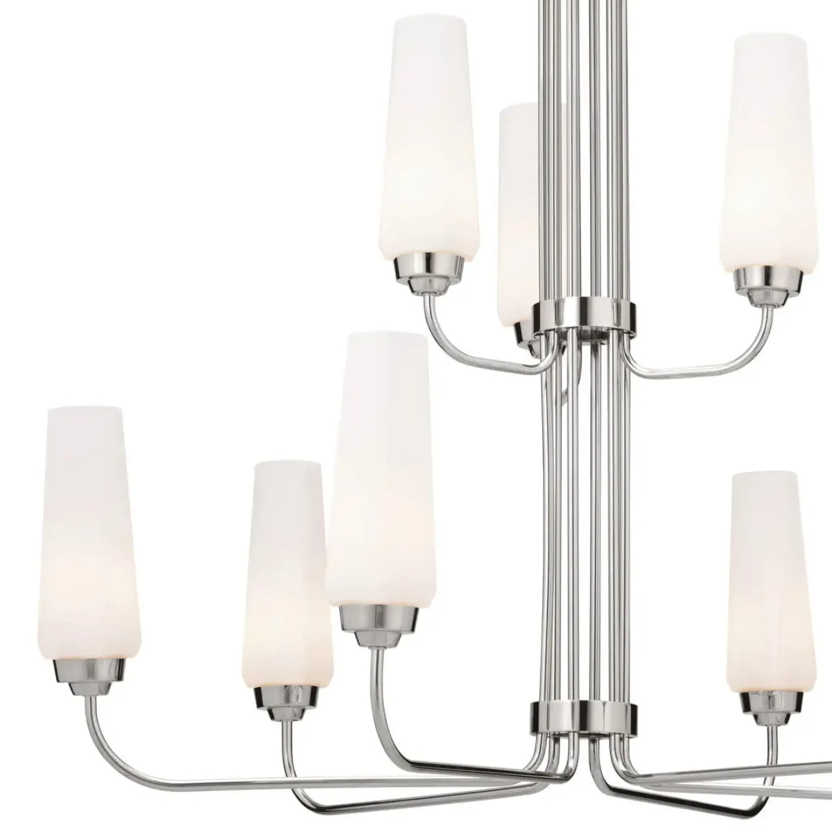 Truby 34" 9-Light Multi-Tier Chandelier, Polished Nickel Finish