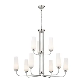 Truby 34" 9-Light Multi-Tier Chandelier, Polished Nickel Finish