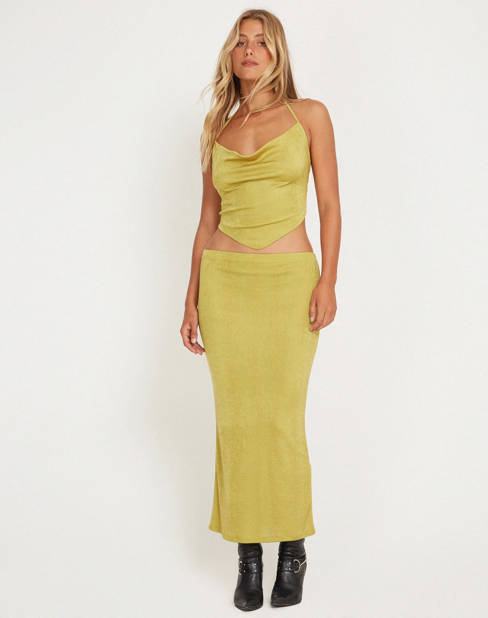 Tulus Maxi Skirt in Green Moss