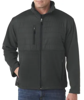 ultraclub adult fleece jacket with quilted yoke overlay - charcoal (m)