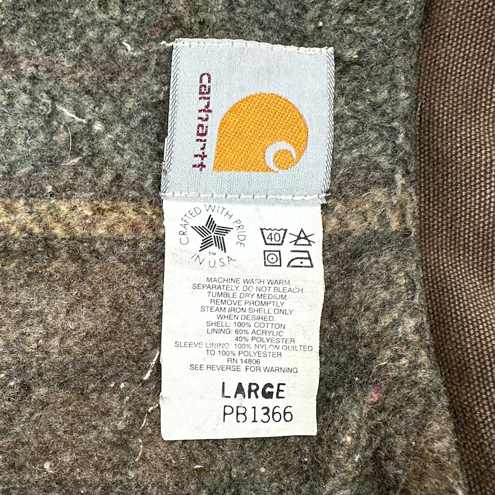 Vintage 90s Carhartt PB1366 (Dark Olive) Blanket Lined Washed Duck Trail Parka - Large