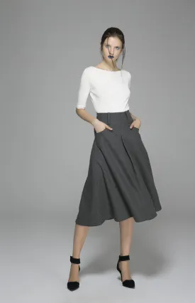 Winter wool skirt maxi skirt gray wool skirt (1383)