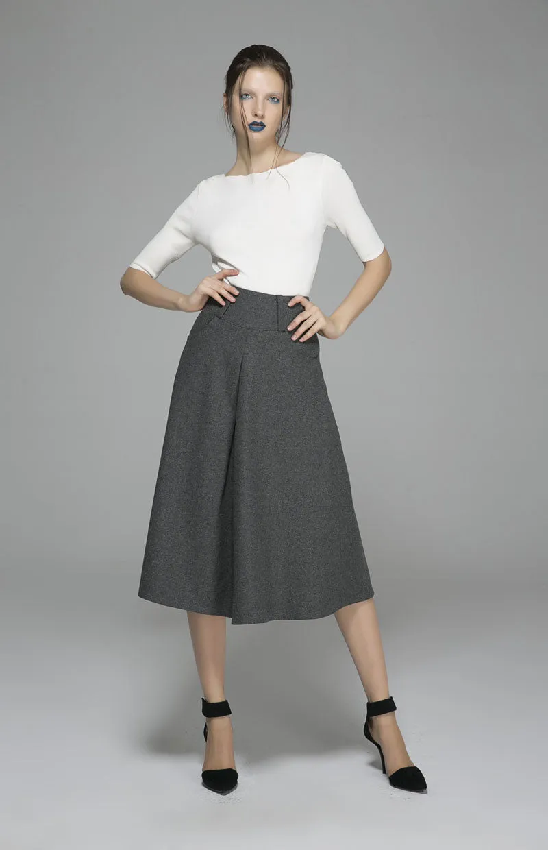 Winter wool skirt maxi skirt gray wool skirt (1383)