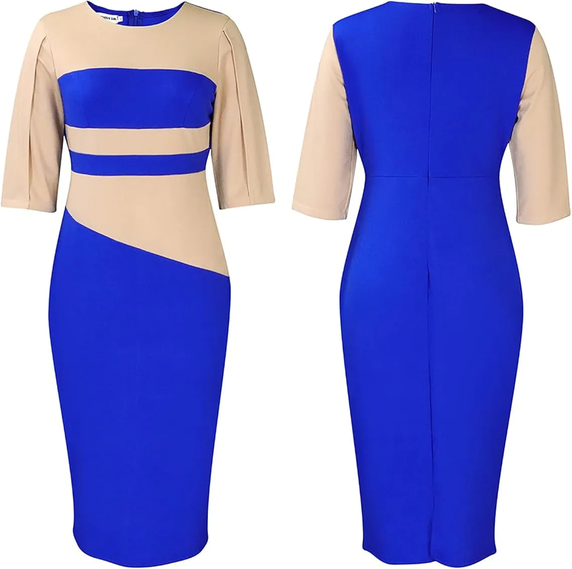 Women Color Blocking Dress & Women Fashion Color Blocking Pencil Dress